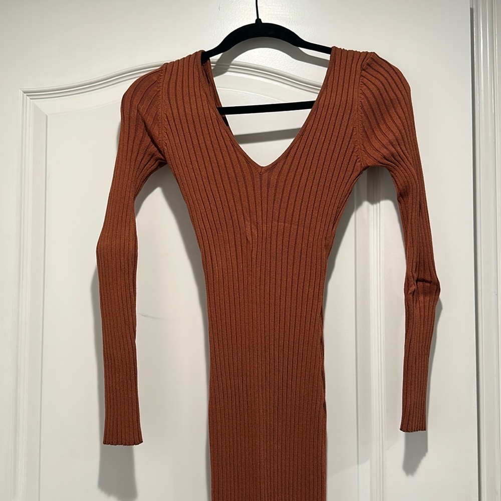 Brown maxi sweater dress